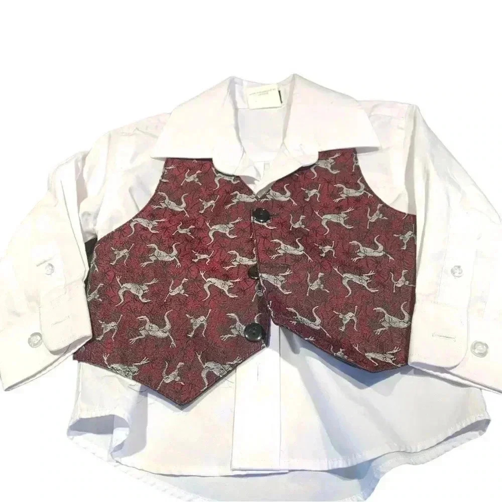 (5 for $25) Zighi formal shirt with vest, size 2 boys, EUC